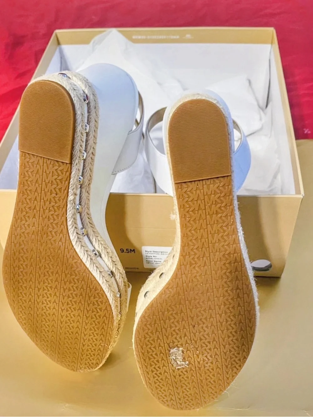 Size 9.5 Michael Kors White Wedge Espadrille Sandals